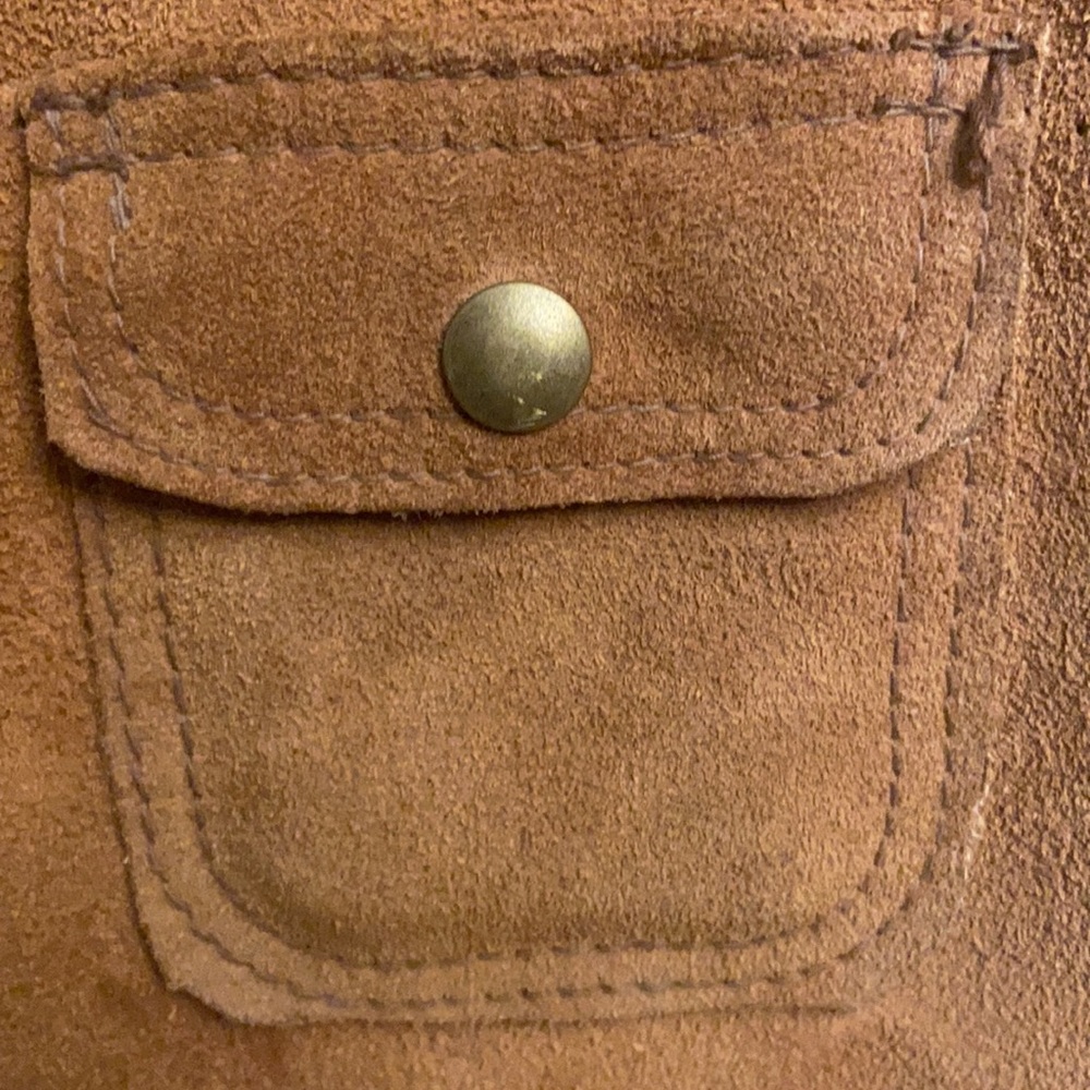 Vintage RARE 50s-60s Ralph Edwards brown leather button vest with Sherpa lining - Picture 4 of 9